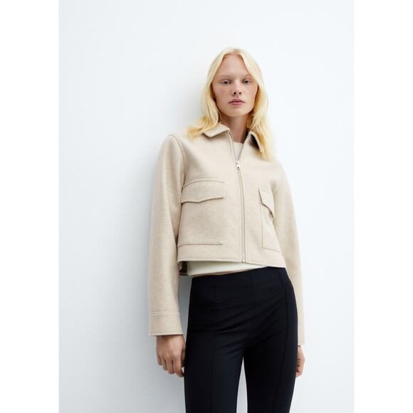 Mango Jacket With Zip Pockets Beige - L - Picture 1 of 7